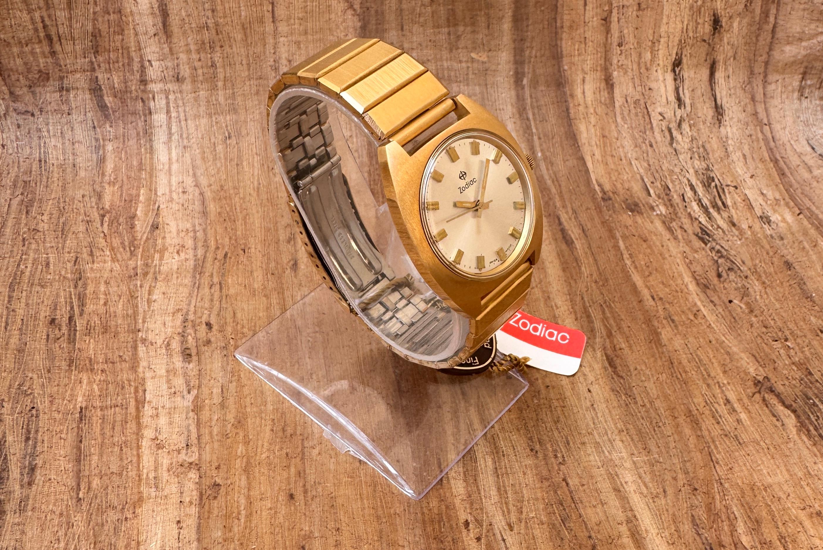NOS  ZODIAC OLYMPOS 6136133168 Gold Plated Cal61A Automatic In Original Box For Sale 9