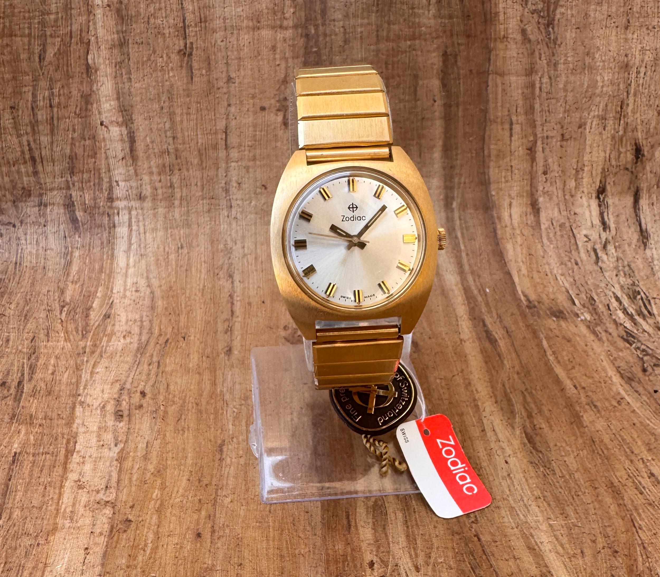 NOS  ZODIAC OLYMPOS 6136133168 Gold Plated Cal61A Automatic In Original Box For Sale 1