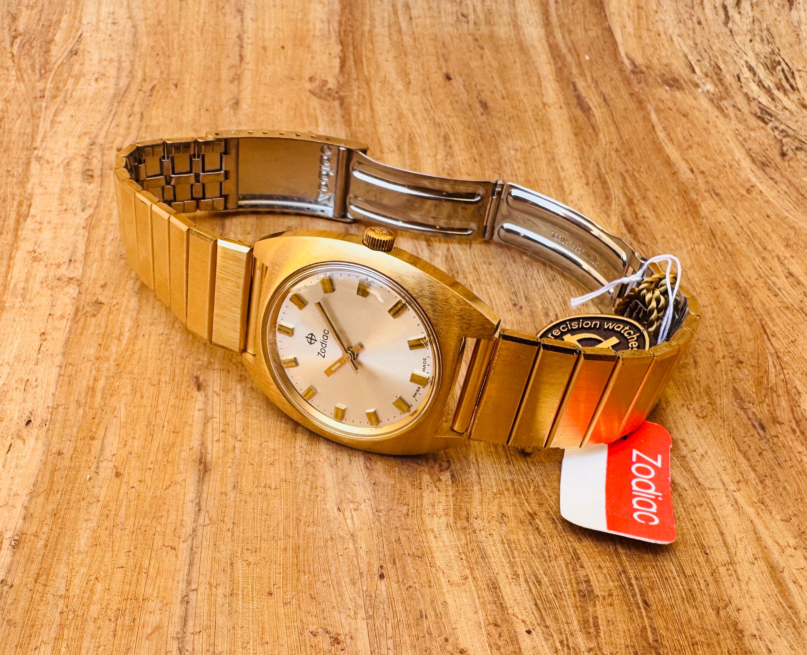 NOS  ZODIAC OLYMPOS 6136133168 Gold Plated Cal61A Automatic In Original Box For Sale 4