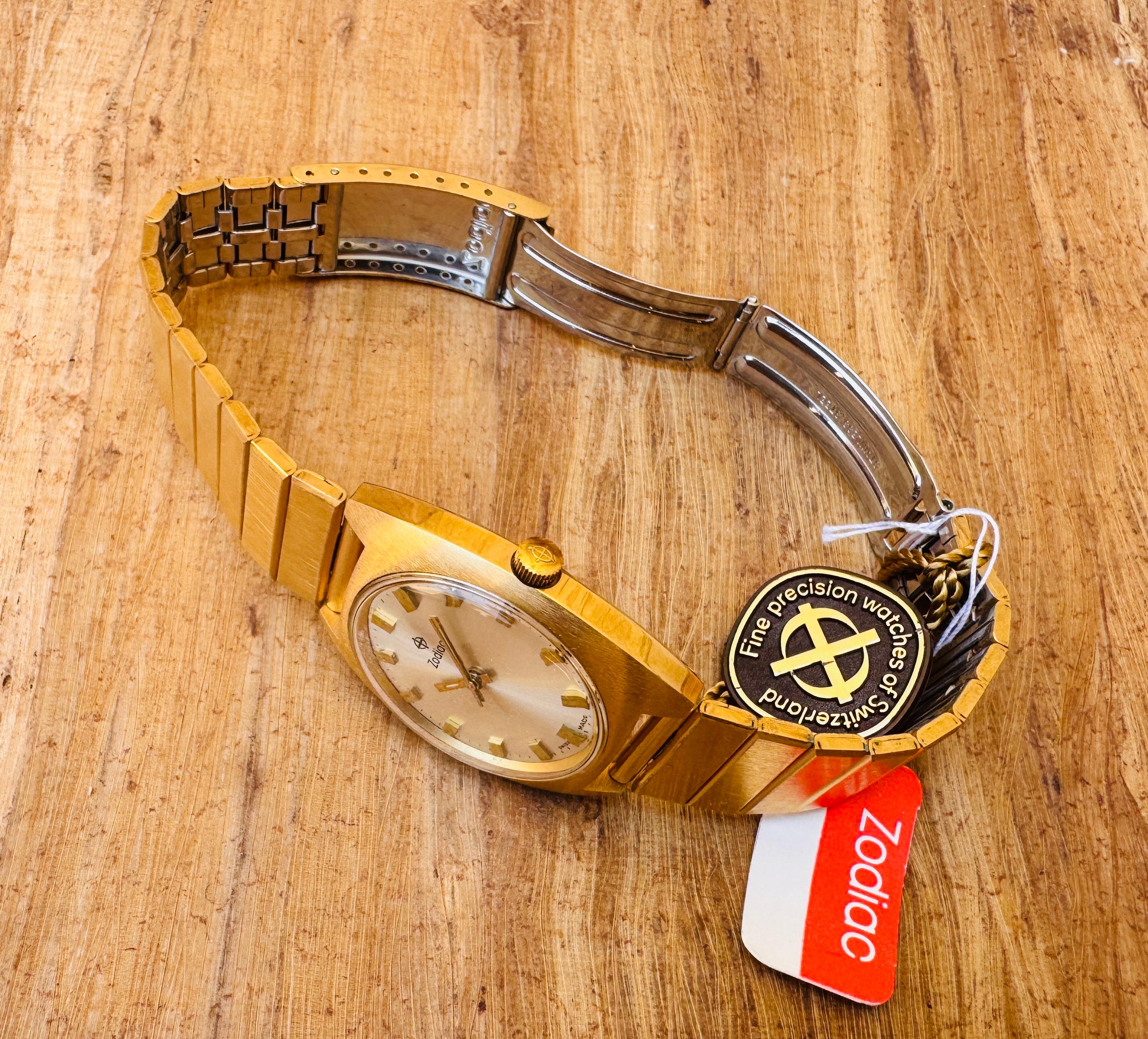 NOS  ZODIAC OLYMPOS 6136133168 Gold Plated Cal61A Automatic In Original Box For Sale 5
