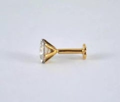 Nose Ear Stud in 14k Gold Solitaire Diamond Threaded Pin