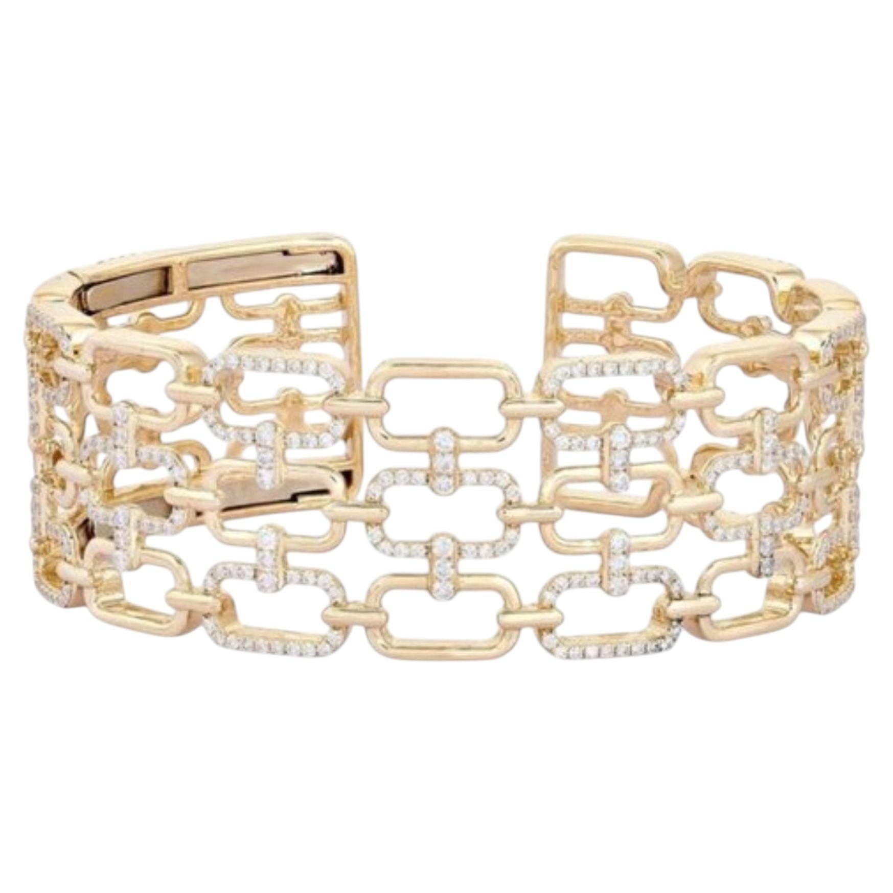 Nostalgia Diamond 14K (or 18k upon request) Yellow Gold Bangle Bracelet For Sale
