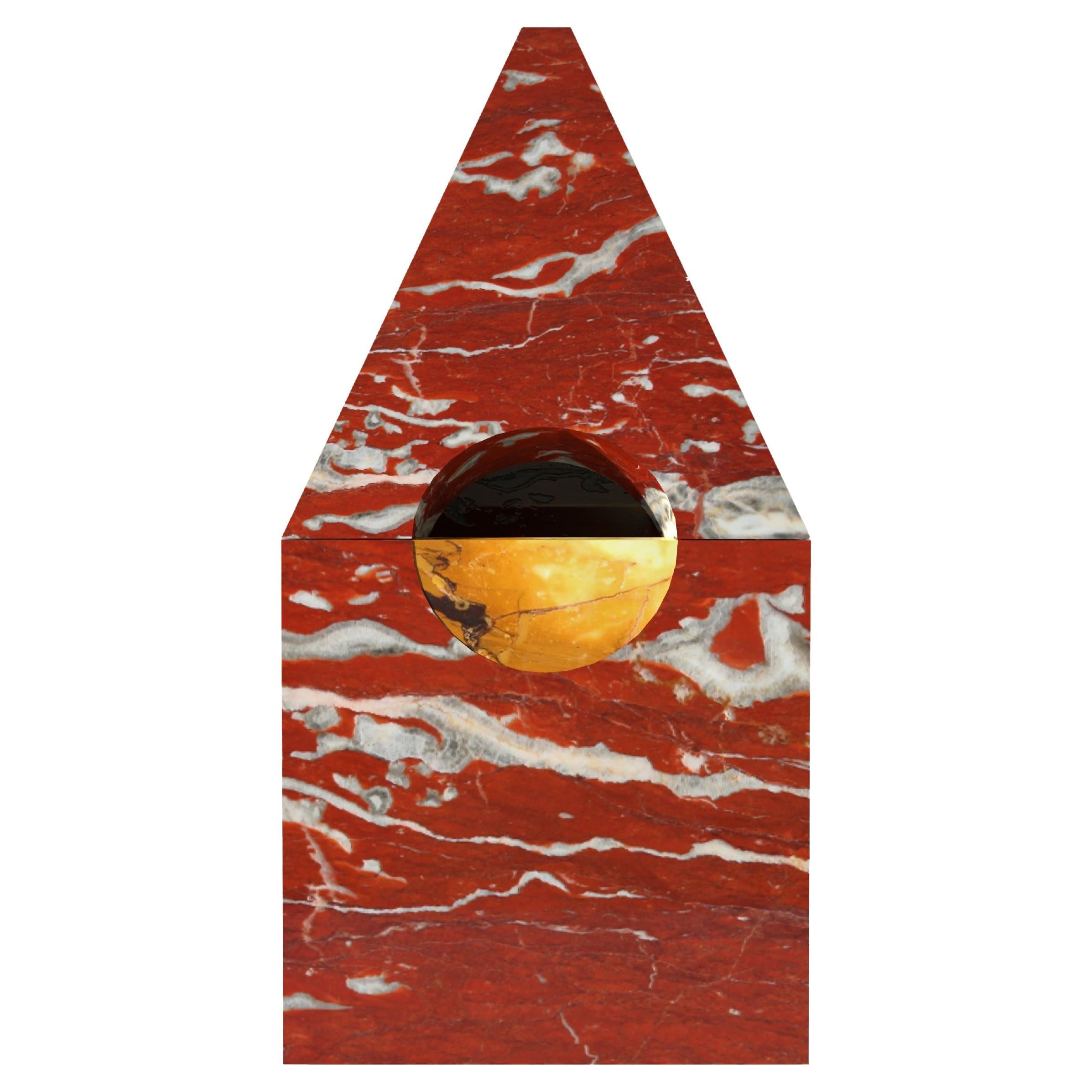 "Nostalgia" red and Giallo Siena marble casket For Sale