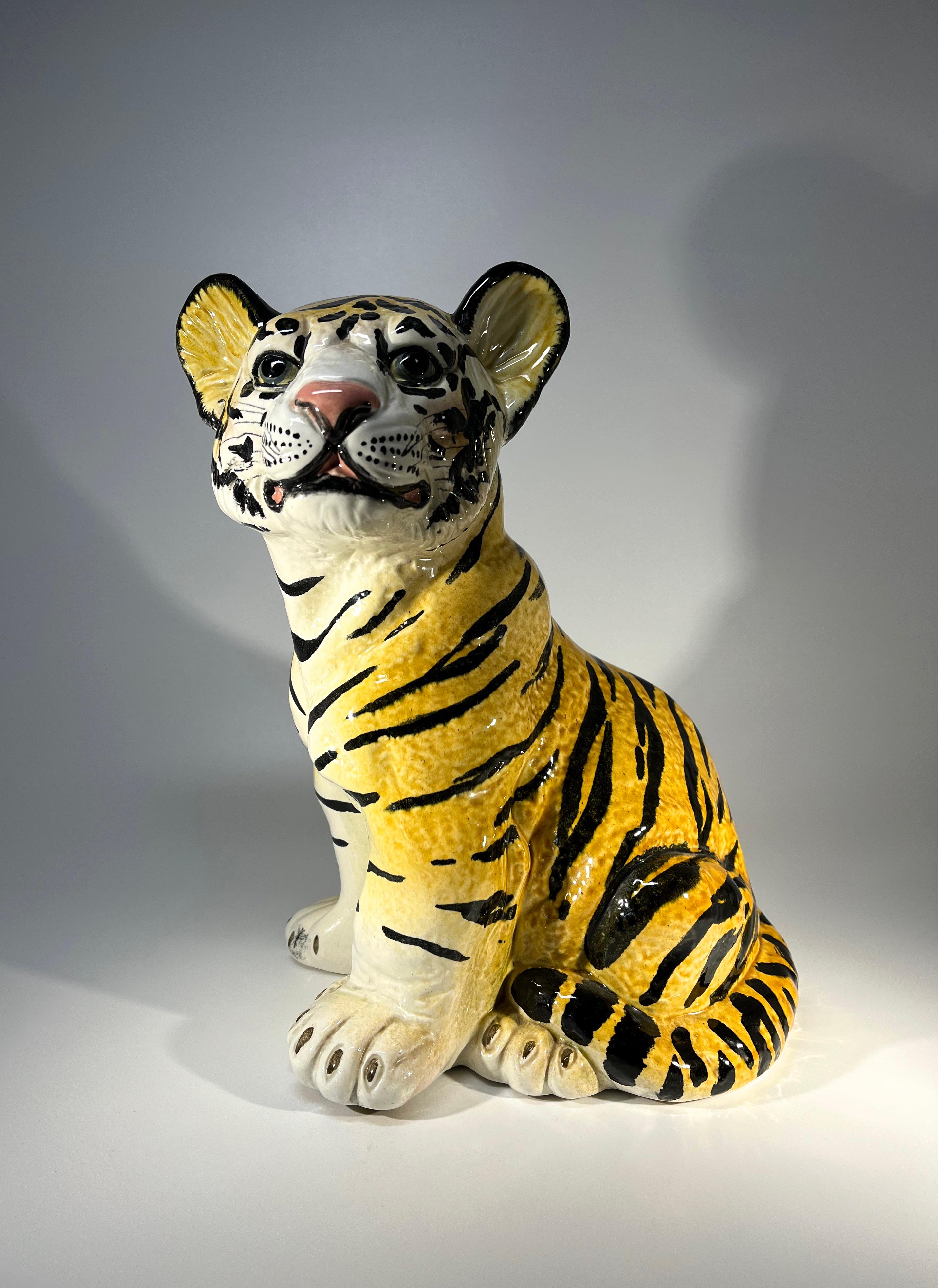 Nostalgic 1960's Italian Ceramic Tiger Cub, Adorable Retro For Sale 2