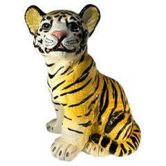 Nostalgic 1960's Italian Ceramic Tiger Cub, Adorable Retro