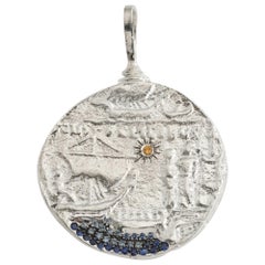 Nostos Pendant with Sapphire, Sterling Silver