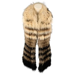 NOT LISTED Size S Cream & Taupe Brown Racoon Fur Vest