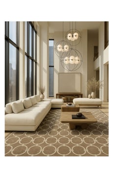 Rome 9 x 12 Ft Hand-Tufted Geometric Rug, NZ Wool & Viscose, Brown and Gold