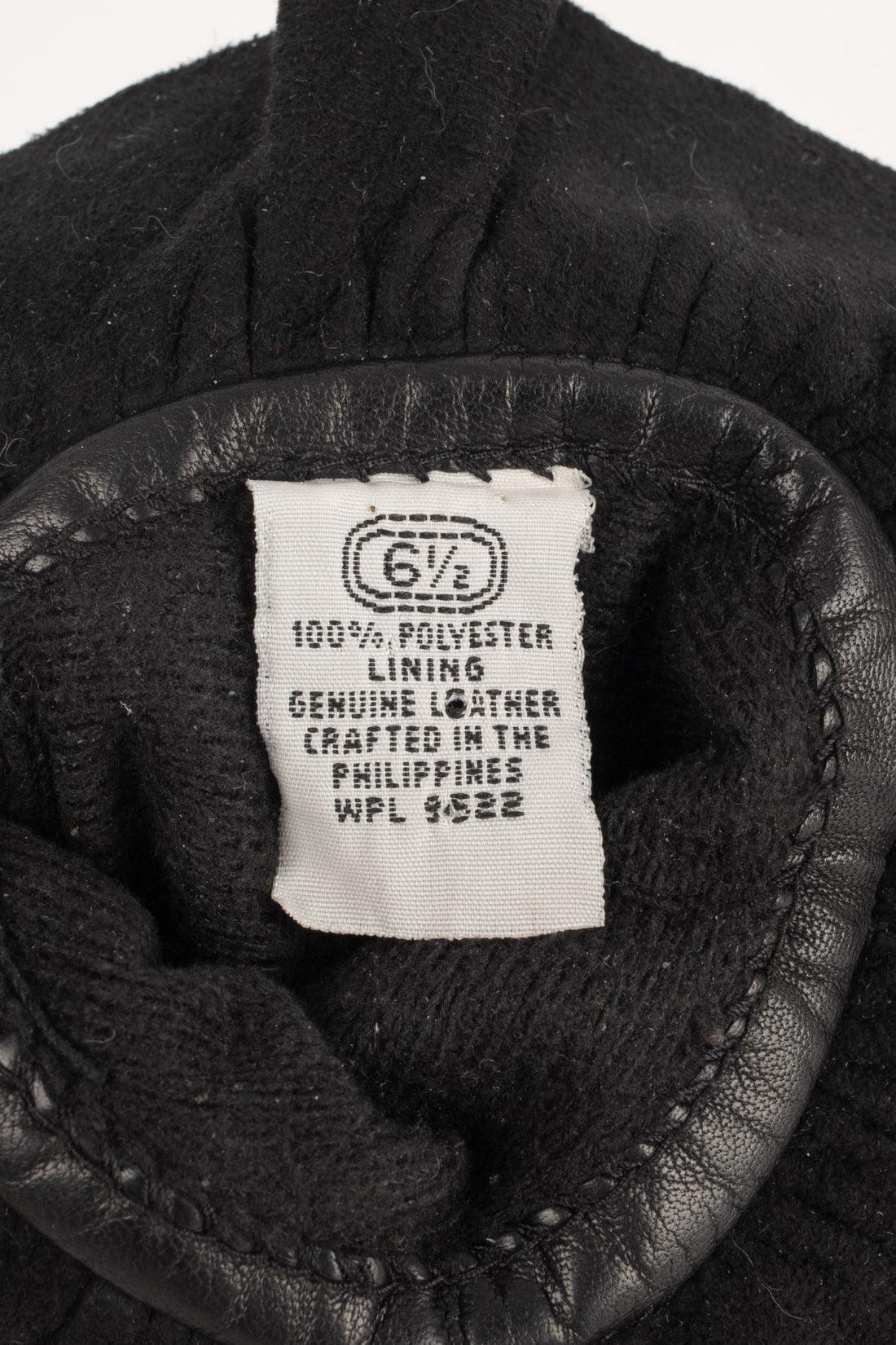 Women's Not Signed Black Leather Gloves For Sale