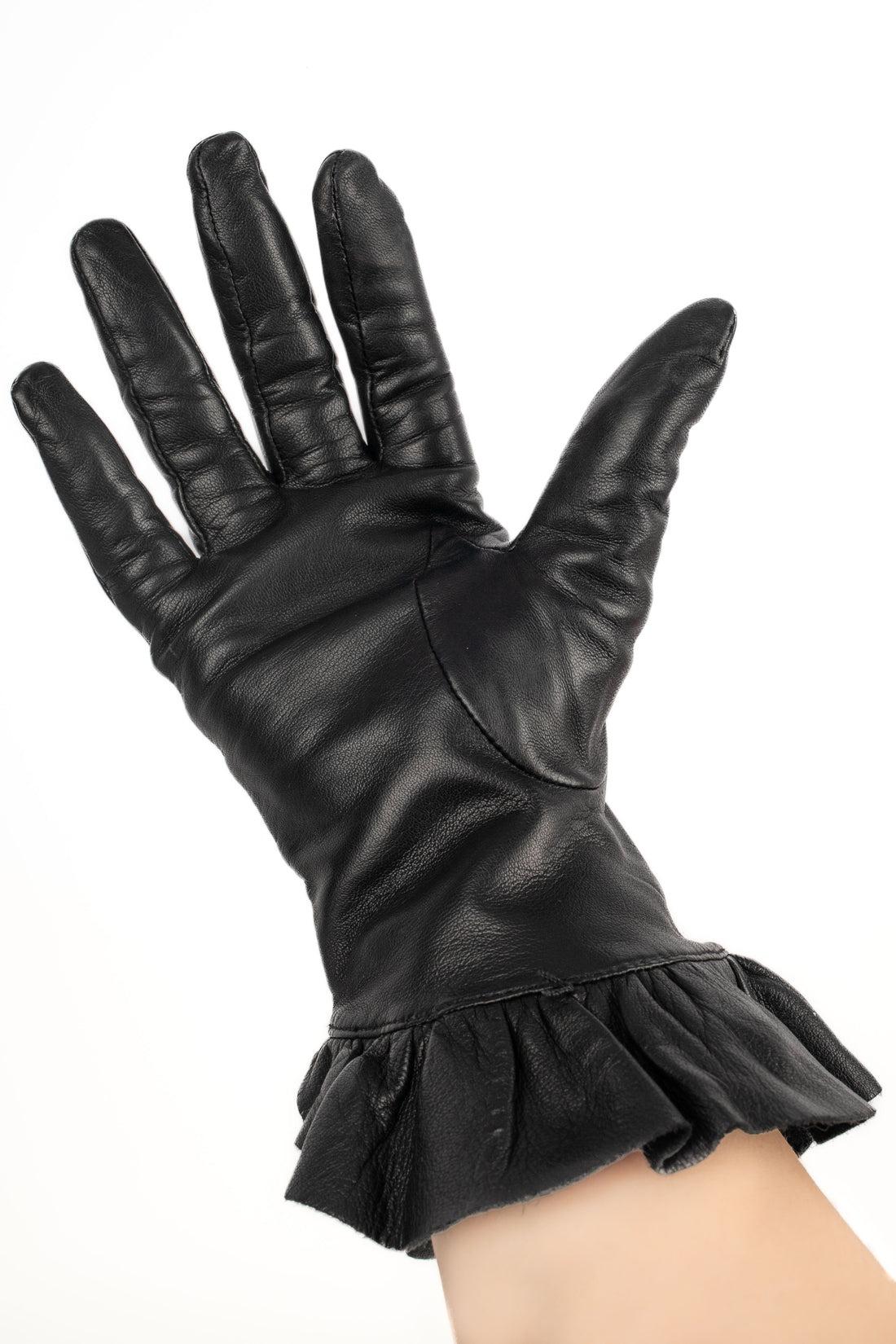 Not Signed Black Leather Gloves For Sale 2