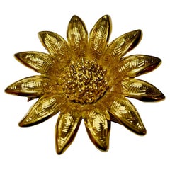 Vintage Not Tiffany 18kt Sunflower Brooch