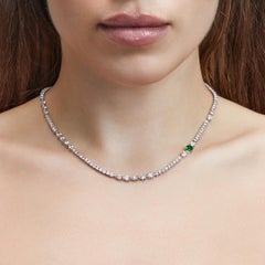 Not Your Average Diamond Tennis Necklace with Emerald
