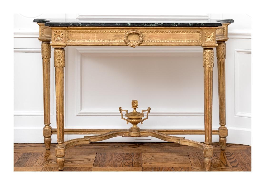 Notable Antique French Neoclassical Gilt And Marble Top Console For Sale 14