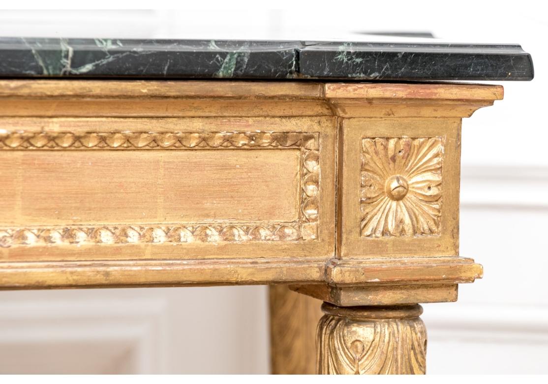 19th Century Notable Antique French Neoclassical Gilt And Marble Top Console For Sale