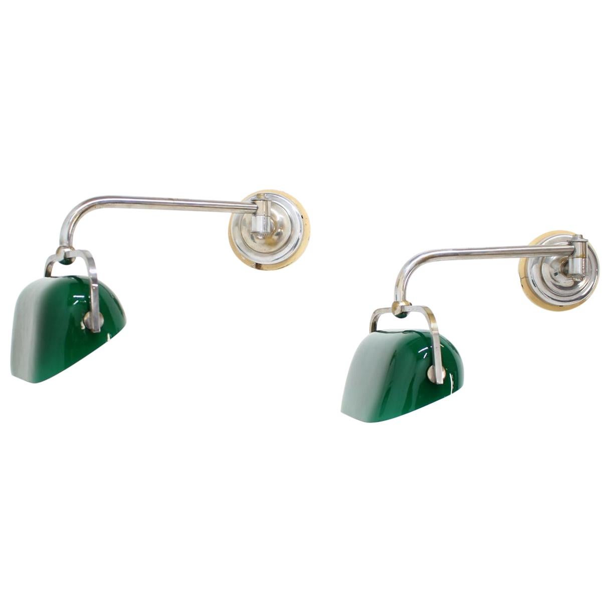 Notable Art Deco Wall Lamps, Banker, 1930s