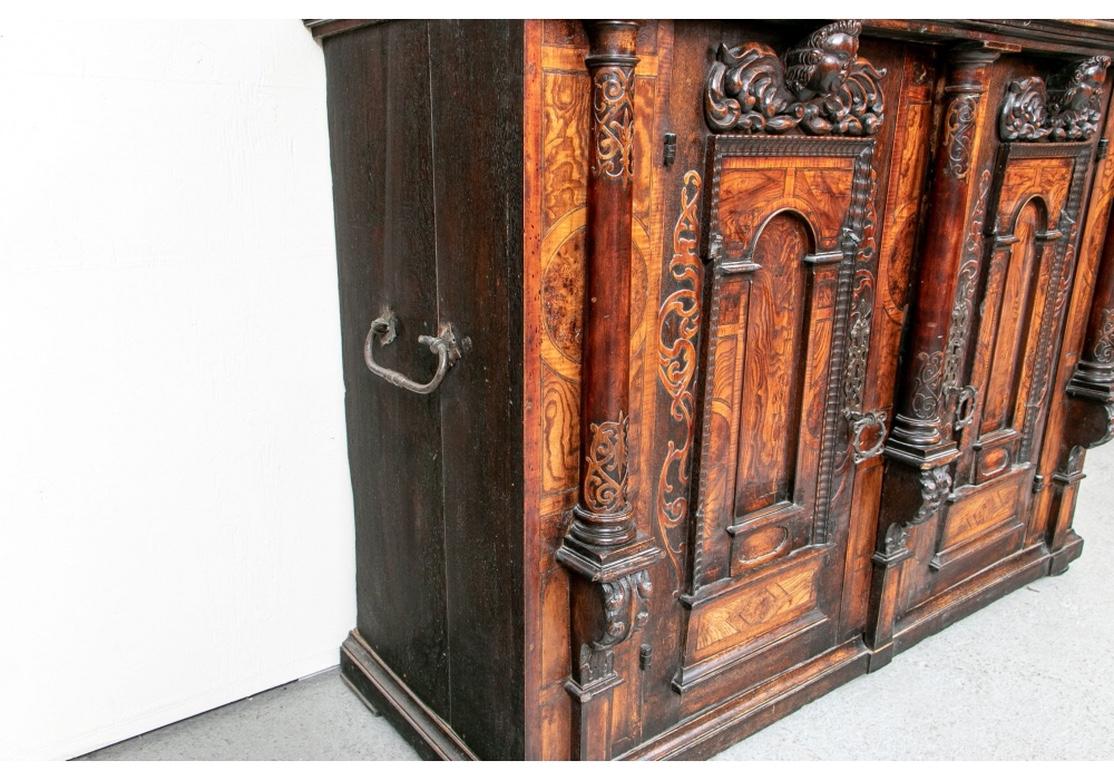 Notable circa 17th Century Carved Walnut Two-Tiered Cabinet in Renaissance Style For Sale 6