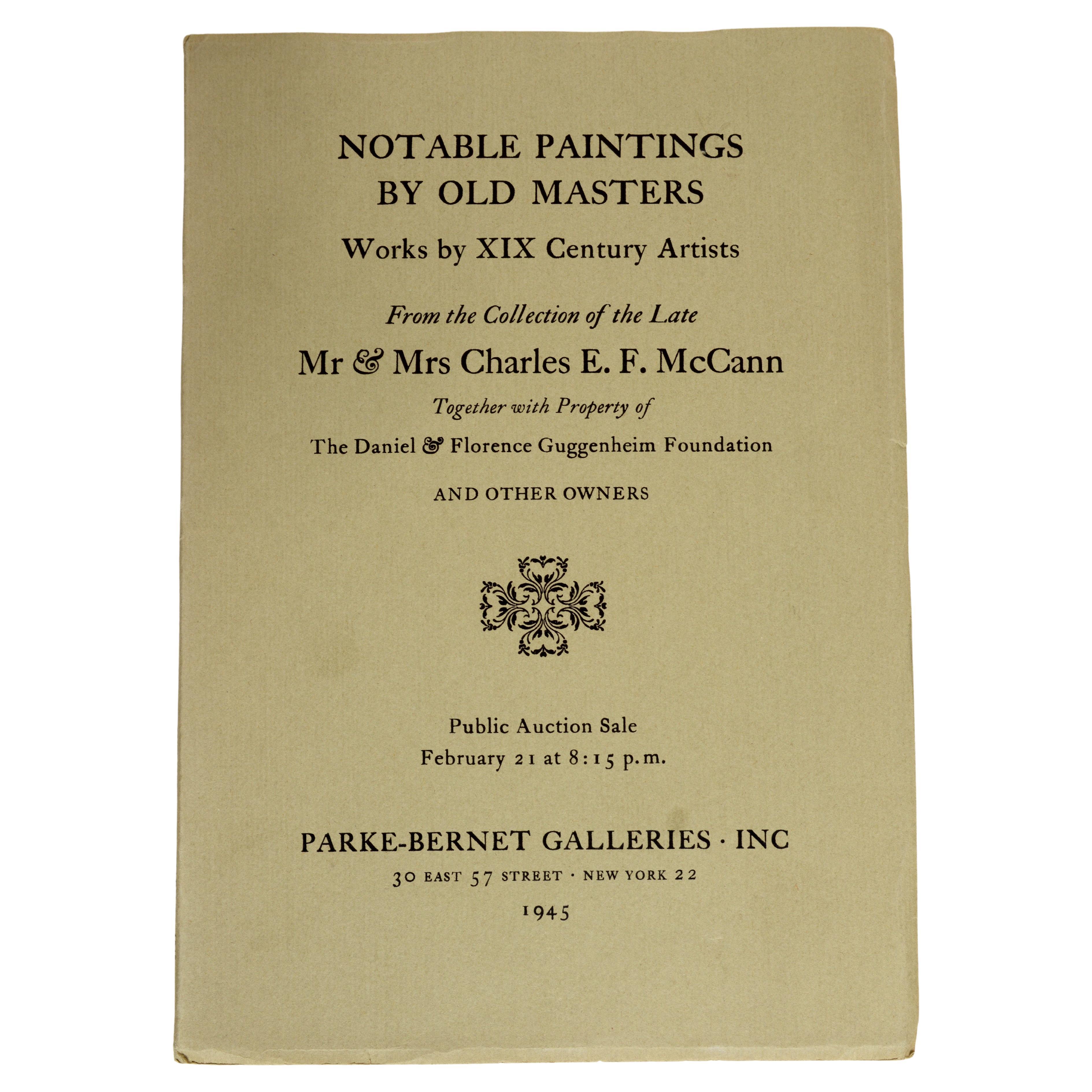 Notable Paintings by Old Masters: from the Late Mr and Mrs Charles E. F. McCann