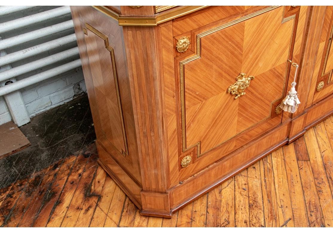 20th Century Pair of Notable Parquetry Marble Top Sideboard Cabinet For Sale