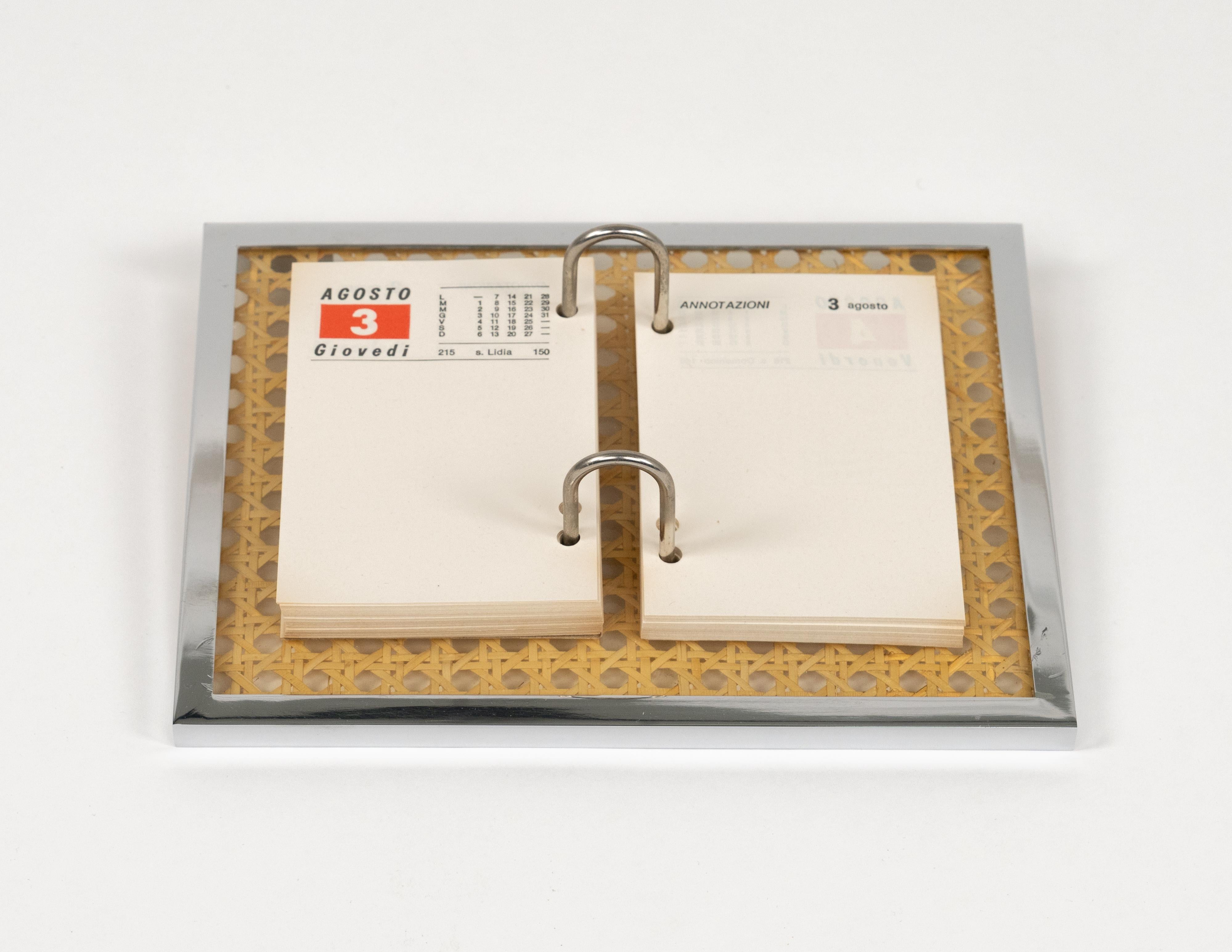Notizblock Agenda in Chrom, Lucite und Rattan Christian Dior Stil, Italien 1970er im Angebot 6