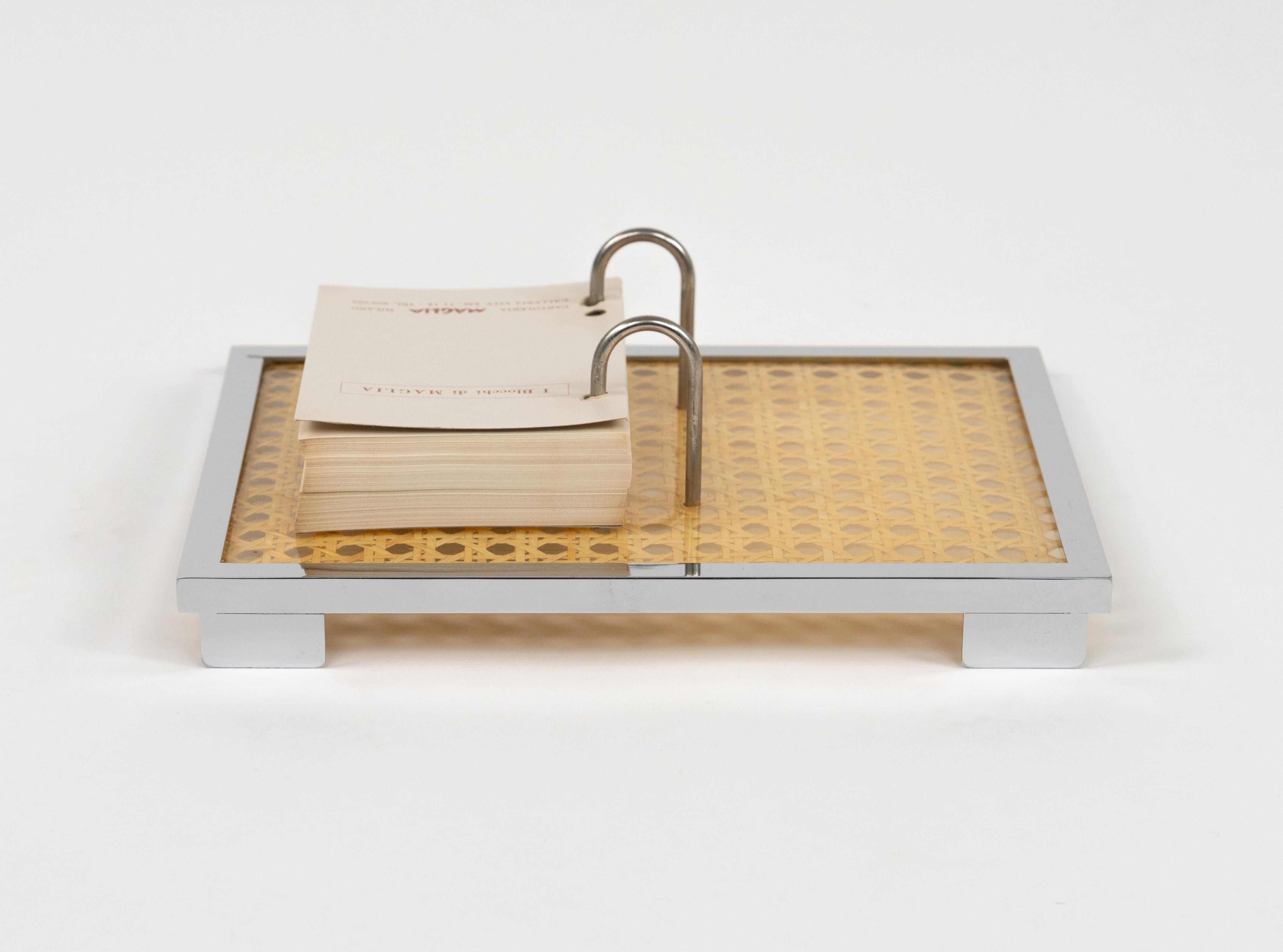Notizblock Agenda in Chrom, Lucite und Rattan Christian Dior Stil, Italien 1970er im Angebot 8