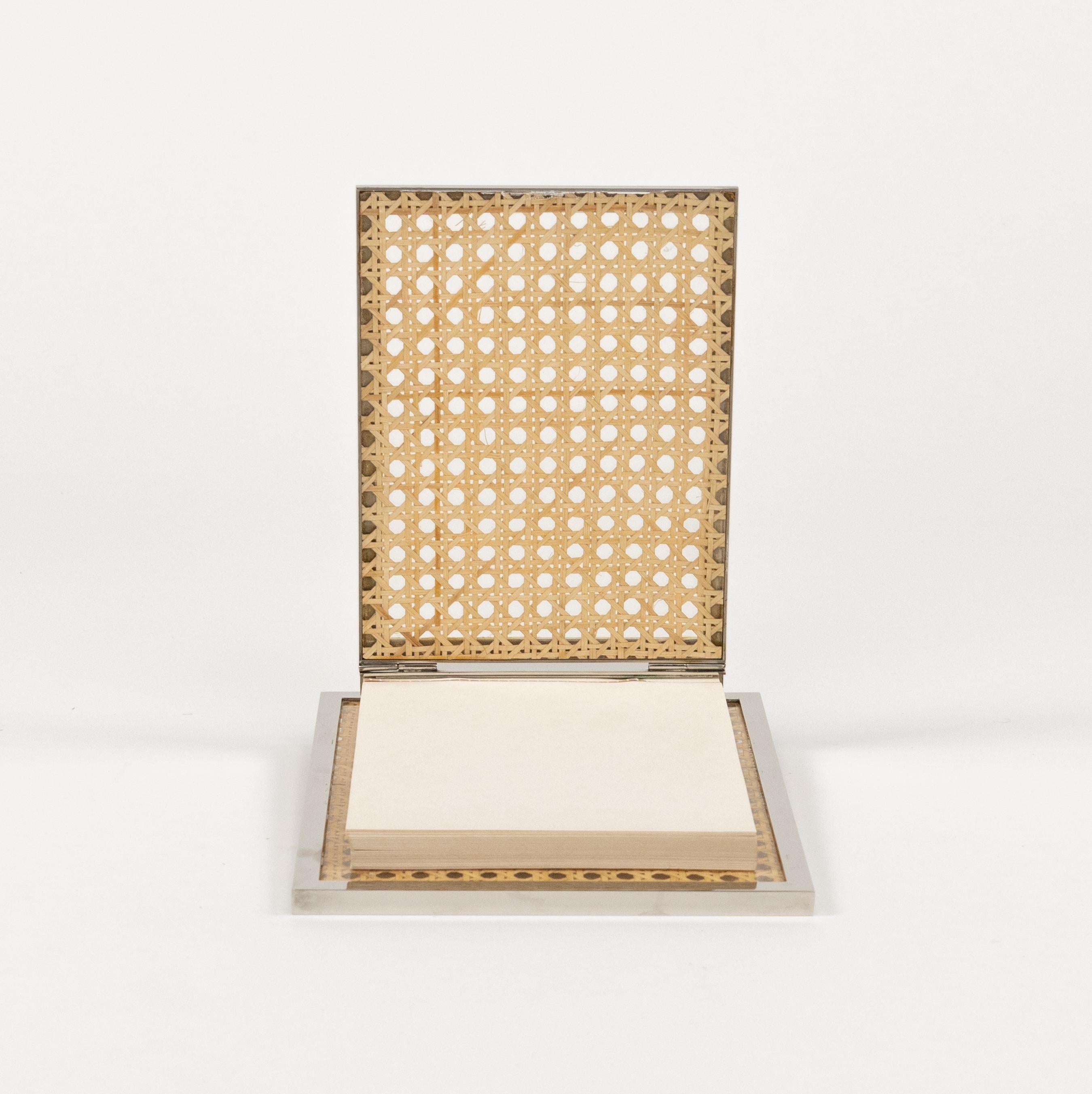 Porte-notes de style Christian Dior en chrome, lucite et osier, Italie, années 1970 en vente 1