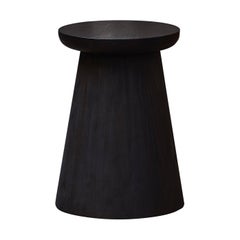 Note Stool, Black Oak, Modern Round Sculptural Wooden Stool from Edward Collinson