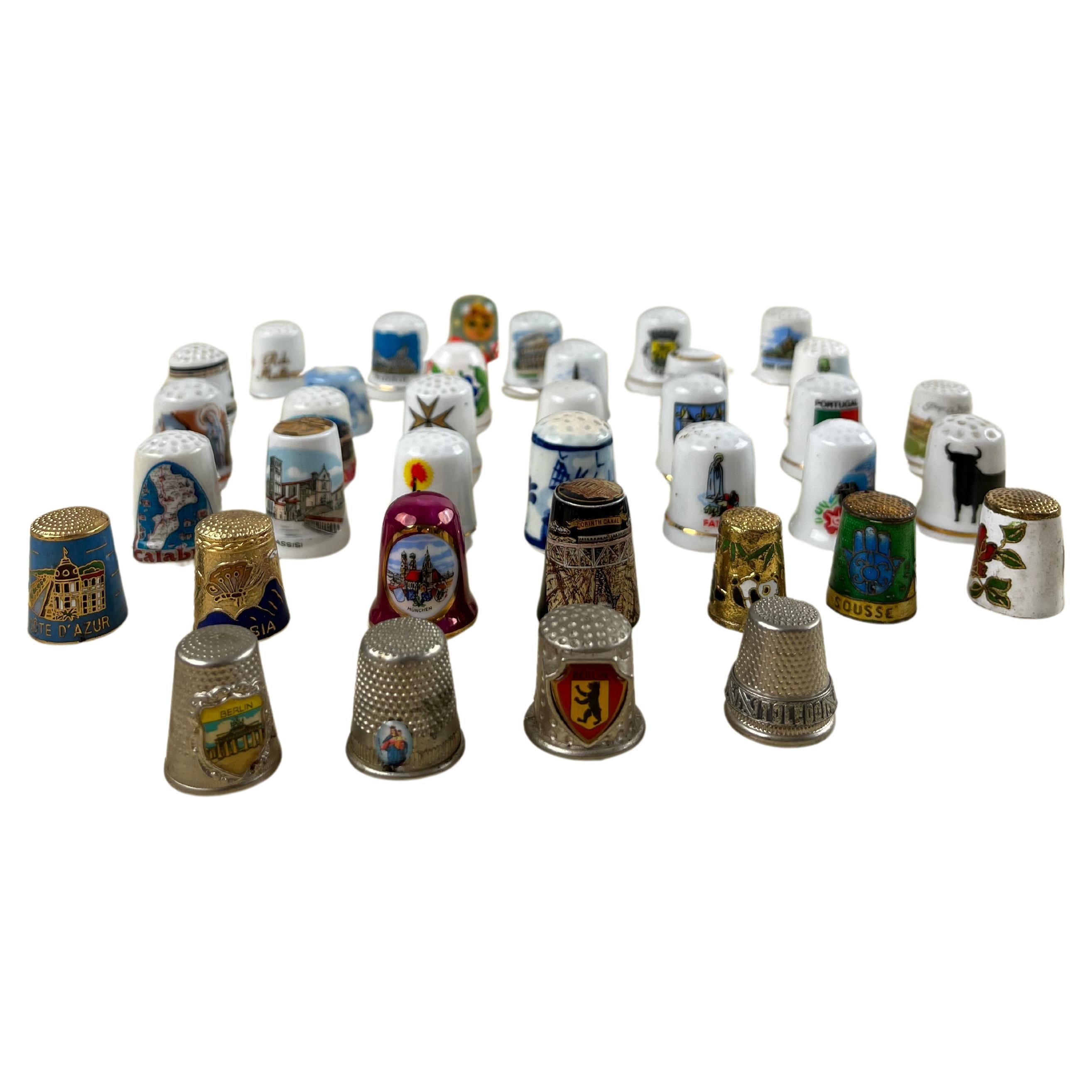 Notice Board with 37 Collectible Thimbles For Sale at 1stDibs