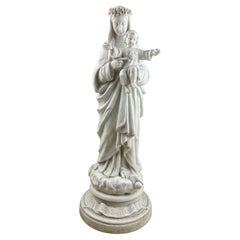 Used Notre Dame du Sacré Coeur Porcelain Statue, Made in Italy, 1930s