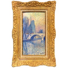 "Notre Dame" Pointillist Painting by Lucien Neuquelman