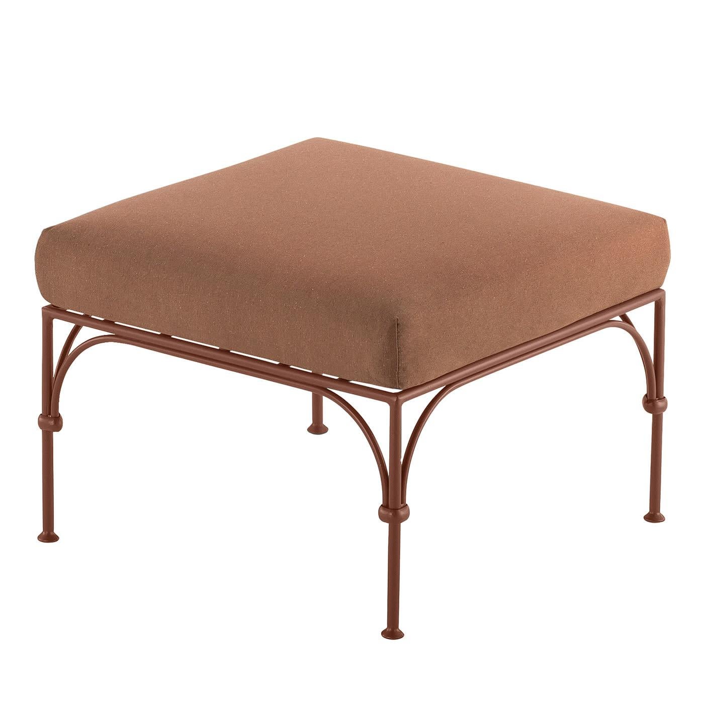 Italian Nottambula Wrought Iron Light-Brown Ottoman For Sale