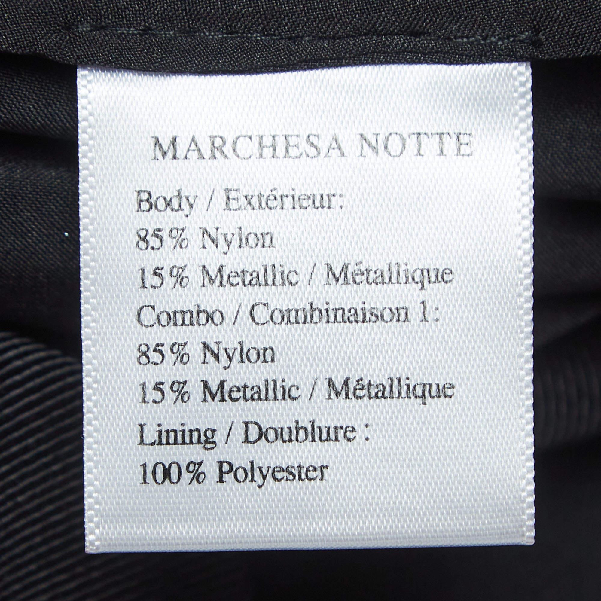 Notte By Marchesa Black Gold Sequined Embellished Tulle Gown L In Excellent Condition In Dubai, Al Qouz 2