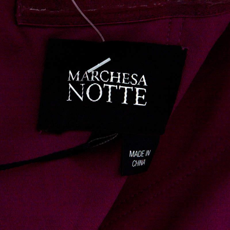  Notte By Marchesa Magenta - Robe grecque drapée en mousseline embellie S Pour femmes 