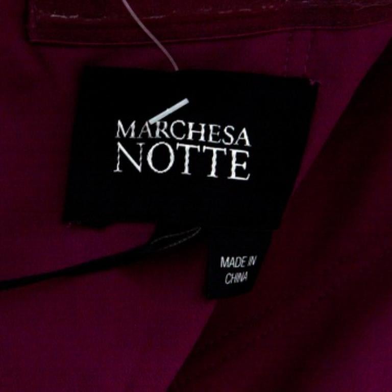 De las mujeres Notte By Marchesa Magenta Embellished Chiffon Draped Grecian Gown S en venta