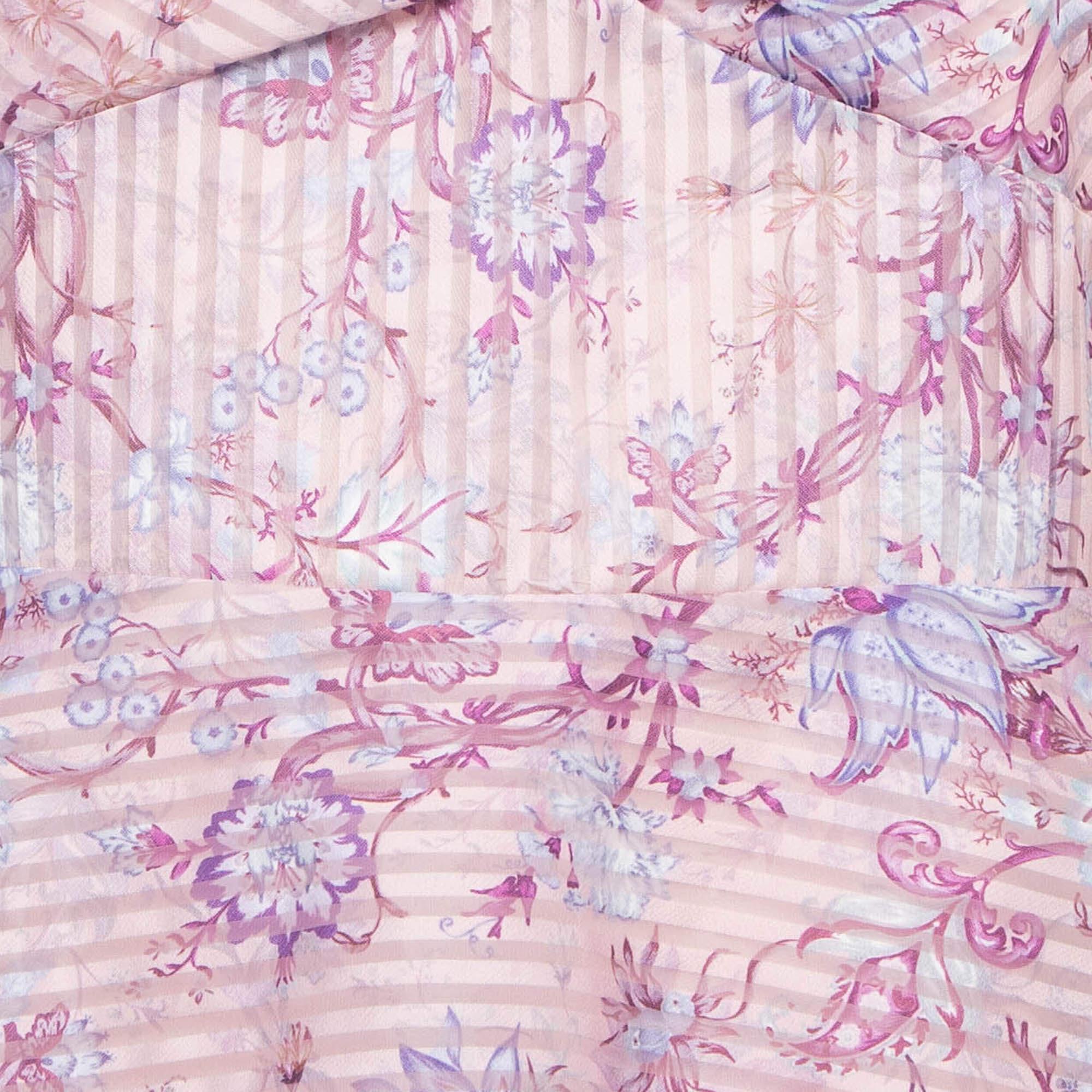 Gray Notte By Marchesa Pink Floral print Crepe Tiered Midi Dress
