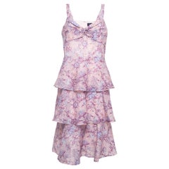 Notte By Marchesa Pink Floral print Crepe Tiered Midi Dress