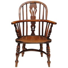 Antique Nottinghamshire Yew Wood Childs Windsor Armchair