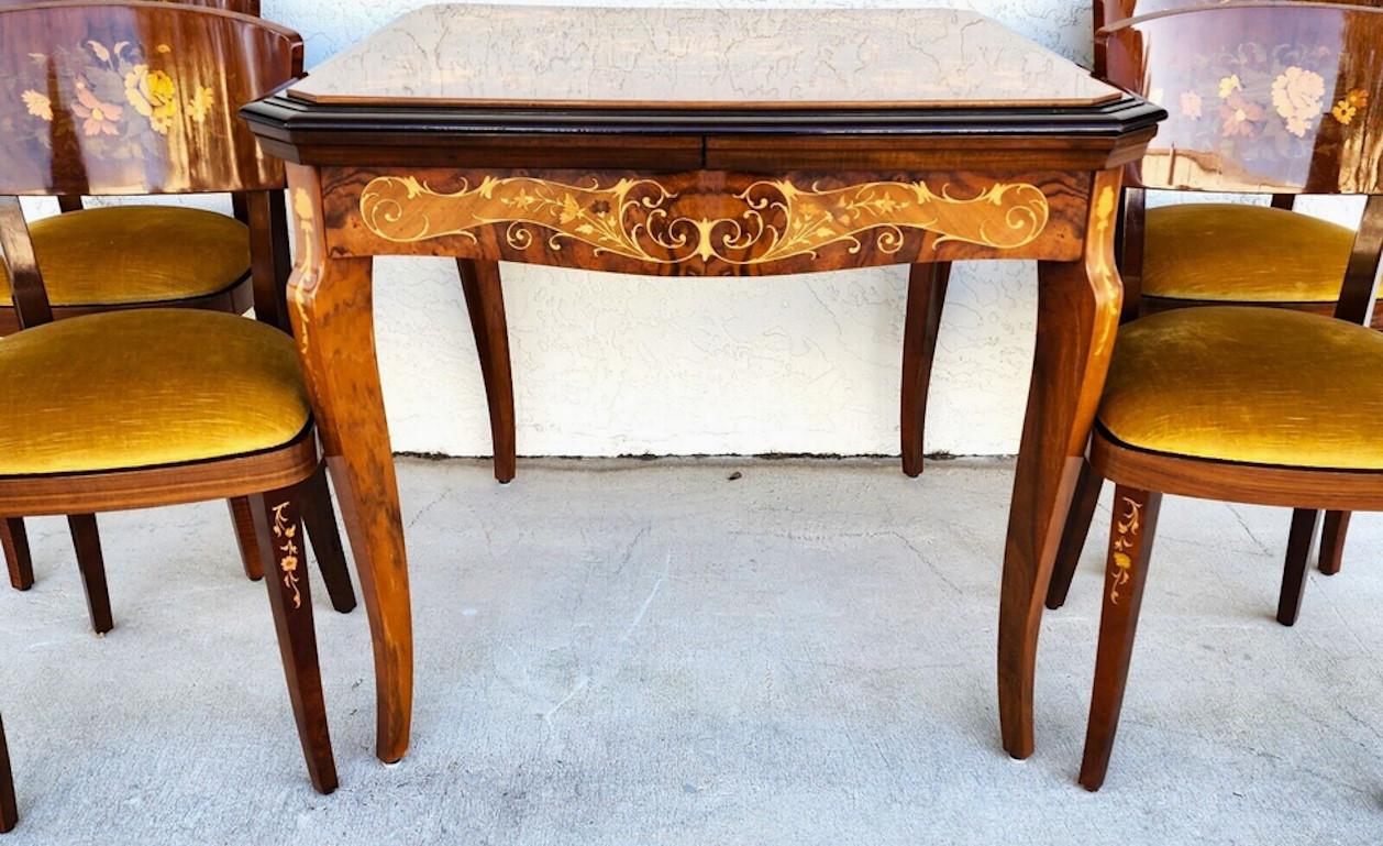 Late 20th Century Notturno Intariso Casino Game Table Chairs Italian For Sale