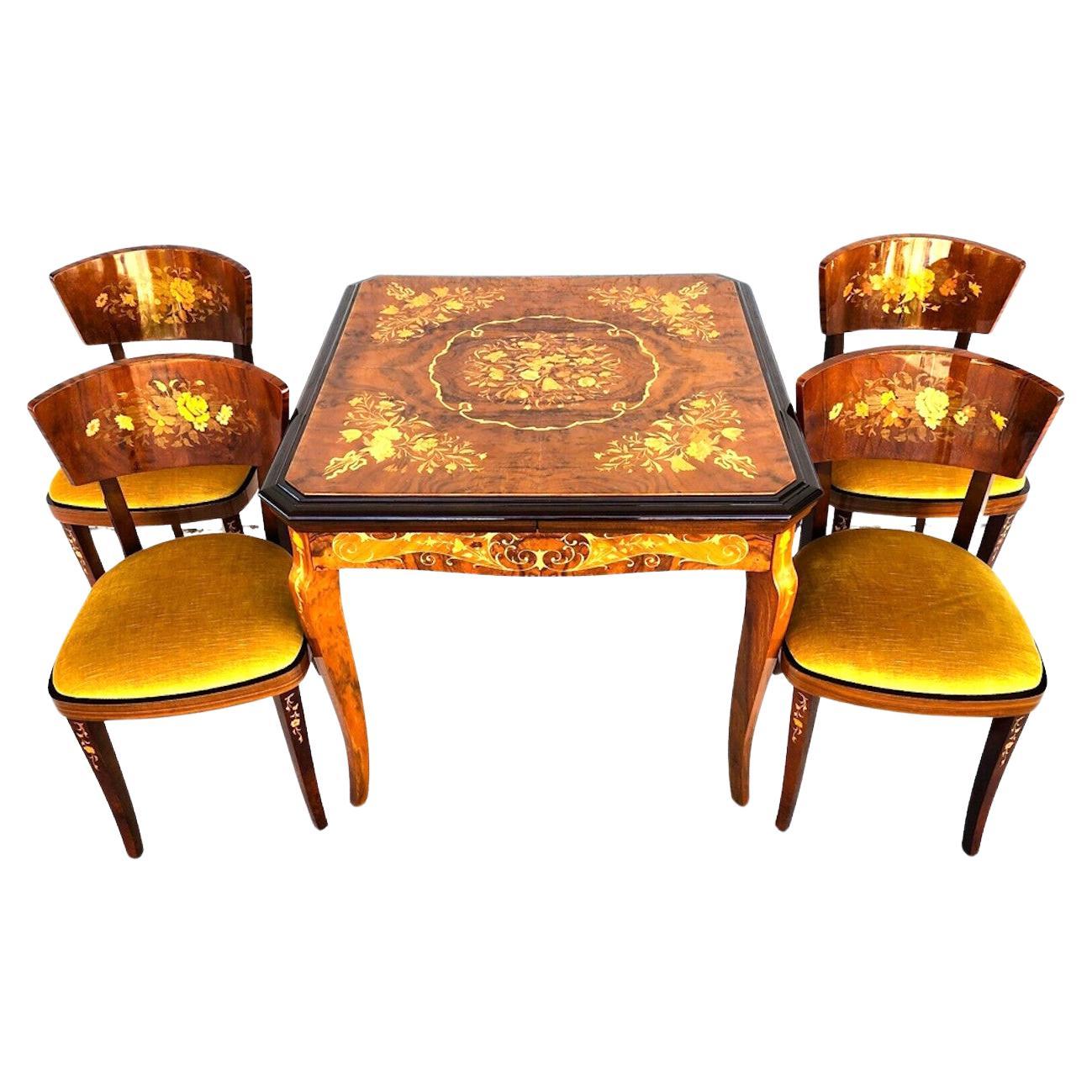 Notturno Intariso Casino Game Table Chairs Italian For Sale