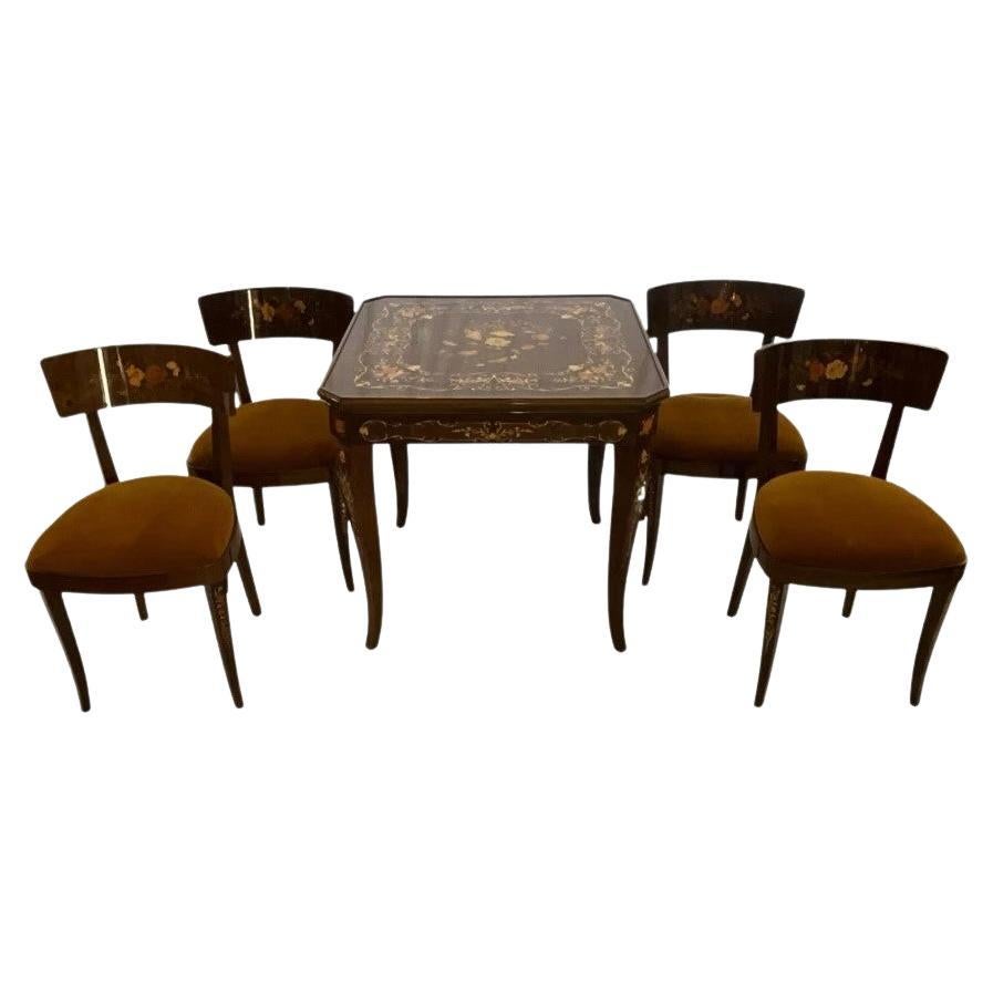 Notturno Intariso Multi Game Table & 4 Chairs