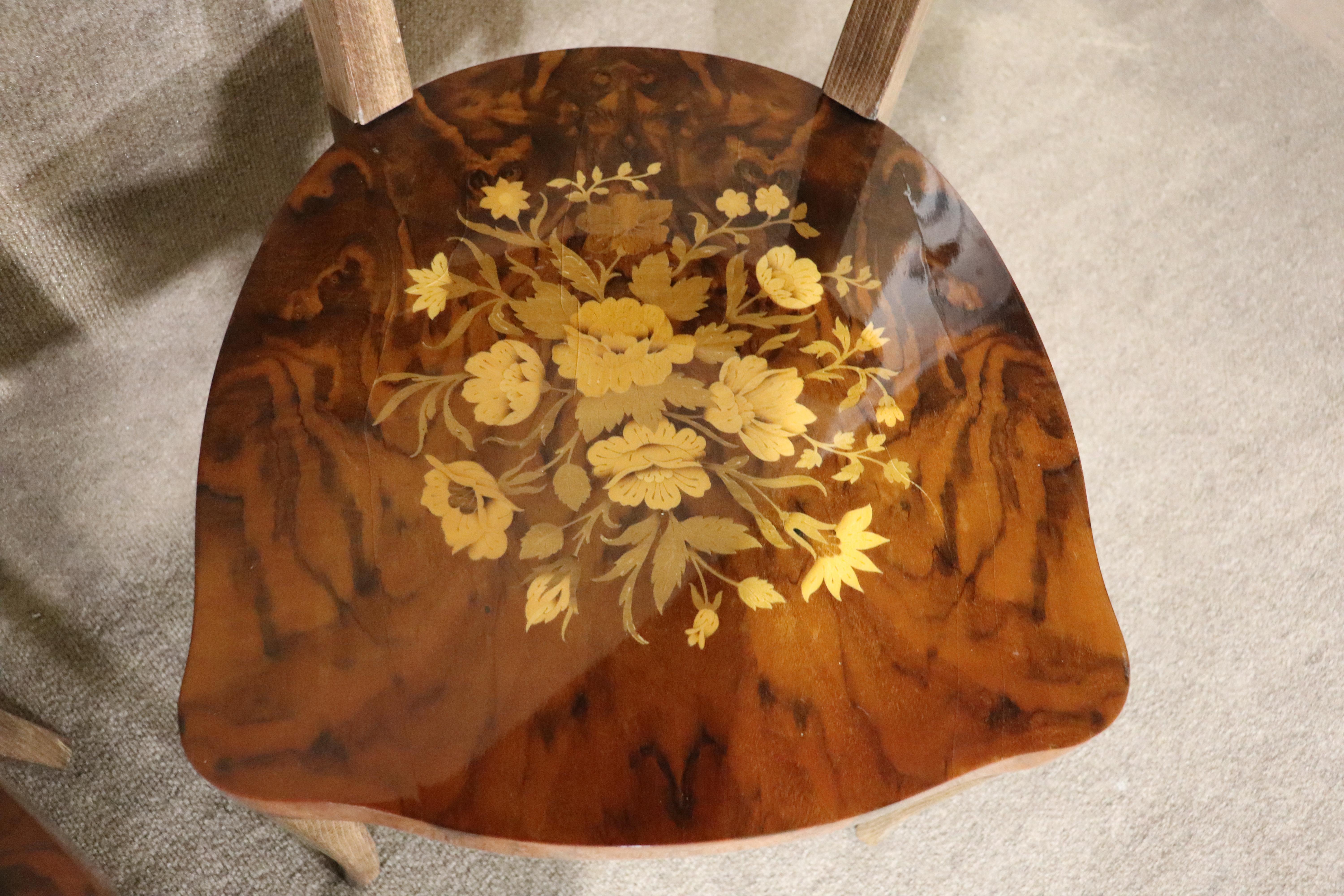 Notturno Intarsio Italian Marquetry Chairs In Good Condition For Sale In Brooklyn, NY