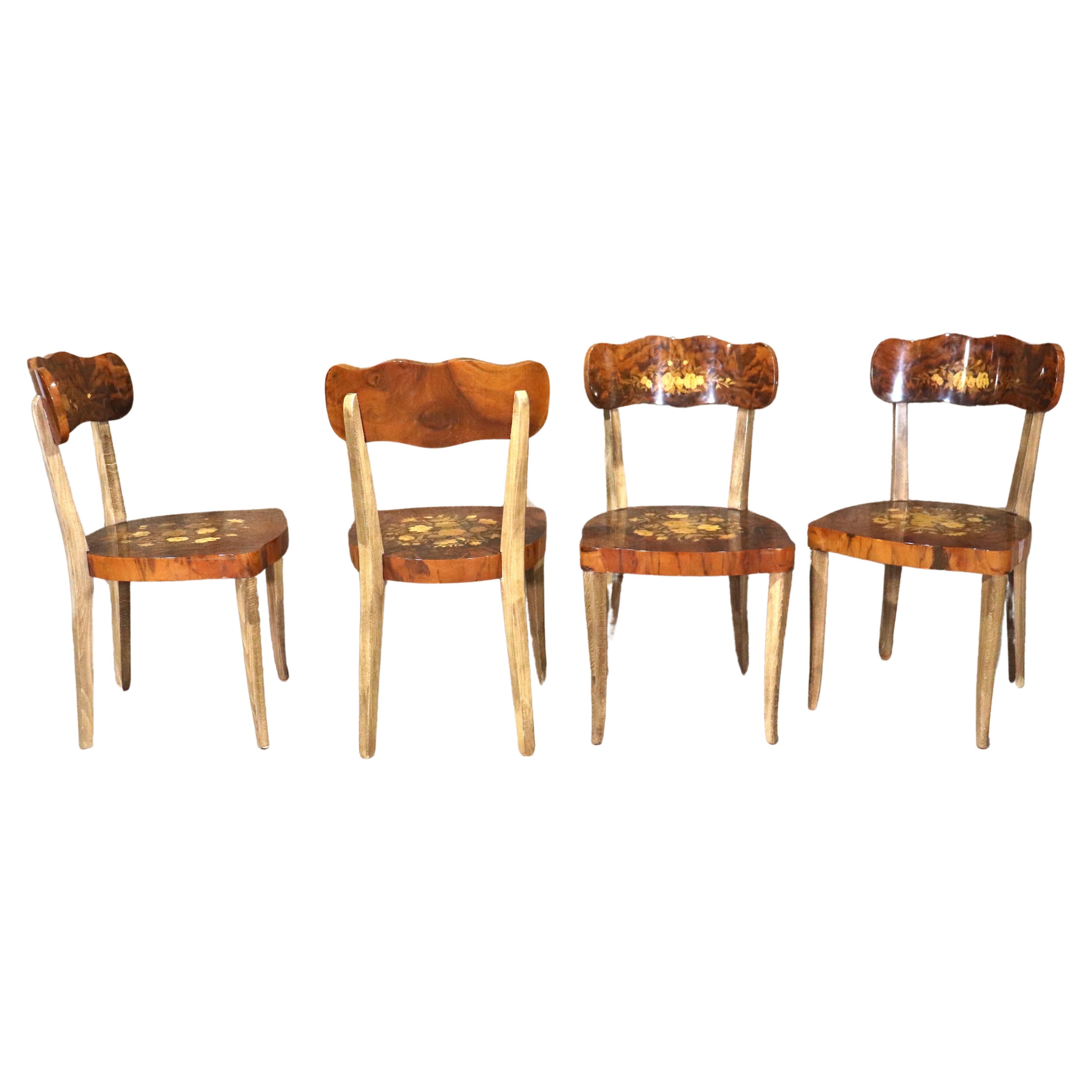 Notturno Intarsio Italian Marquetry Chairs For Sale