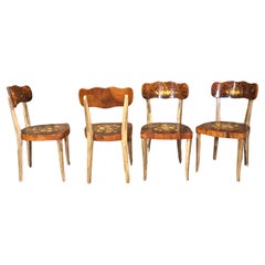 Vintage Notturno Intarsio Italian Marquetry Chairs