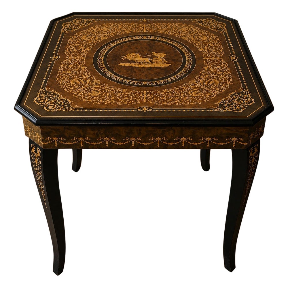Notturno Intarsio Sorrento Italian Wood Veneer Inlaid Roulette Chess Games Table