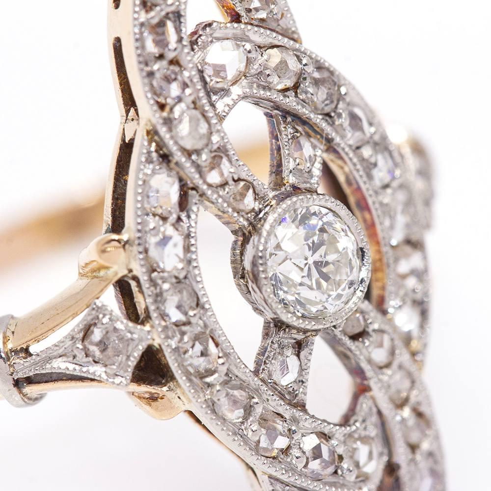 Noucentist-Ring 1914 aus Platin und Diamanten Damen im Angebot