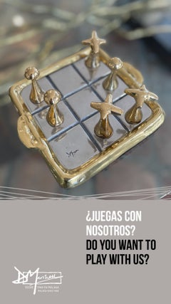 Noughts & Crosses Game M001 handmade in cast brass & aluminium