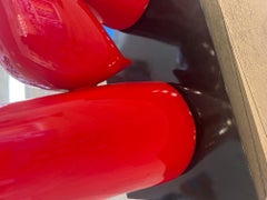 Chai חי Hebrew letters red aluminium hand painted decor sculpture