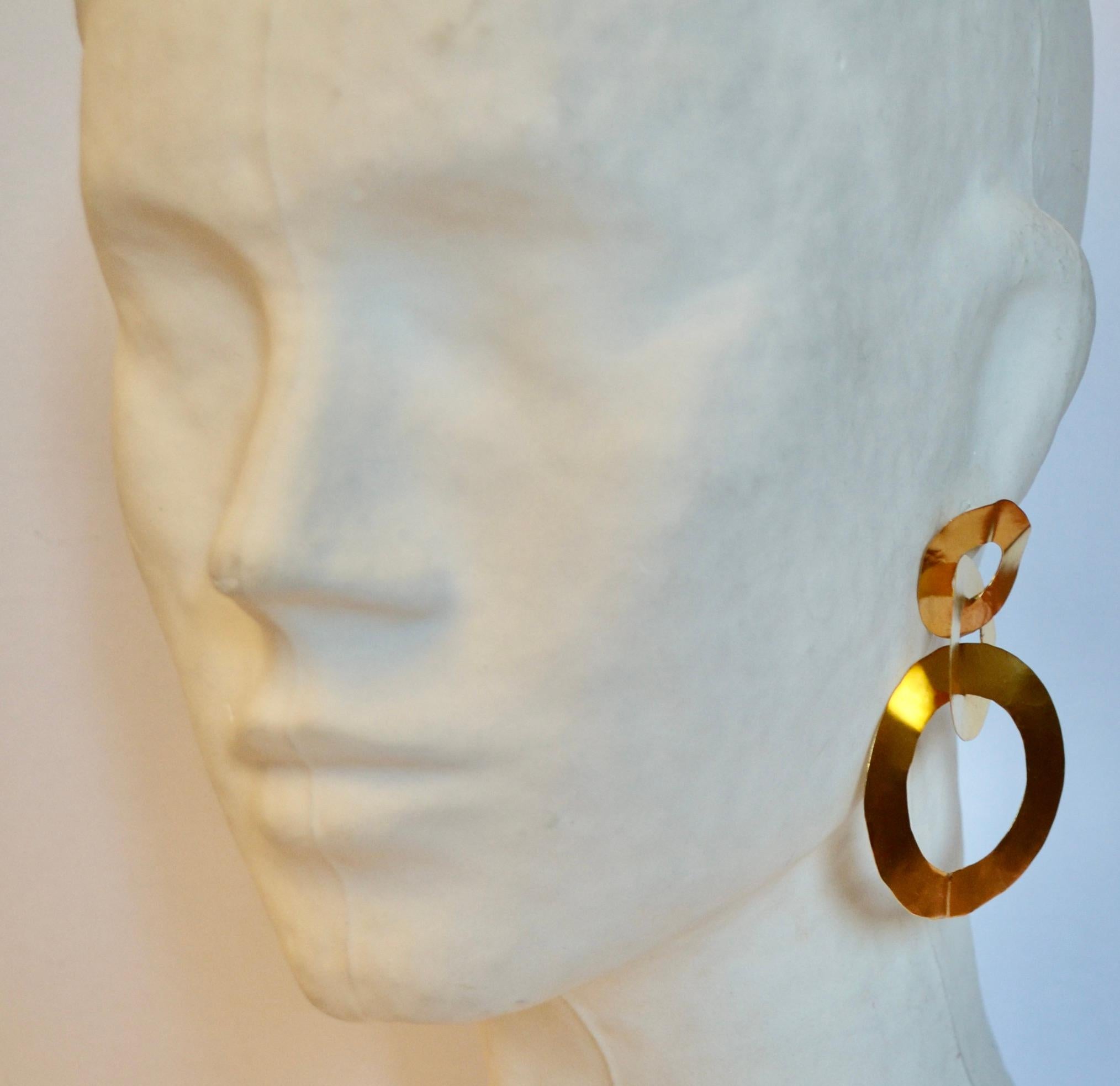 Nounzein Gilded Brass 3 Circle Earrings 1