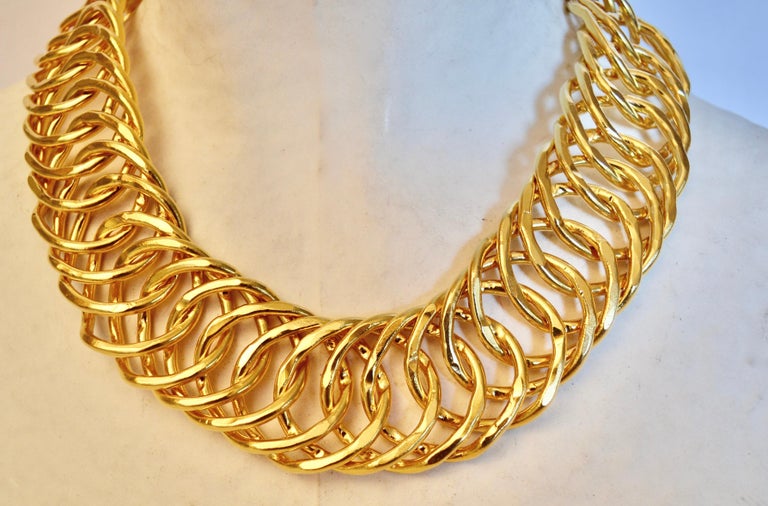 Modern Nounzein Multi Ring Gilded Brass Chocker For Sale