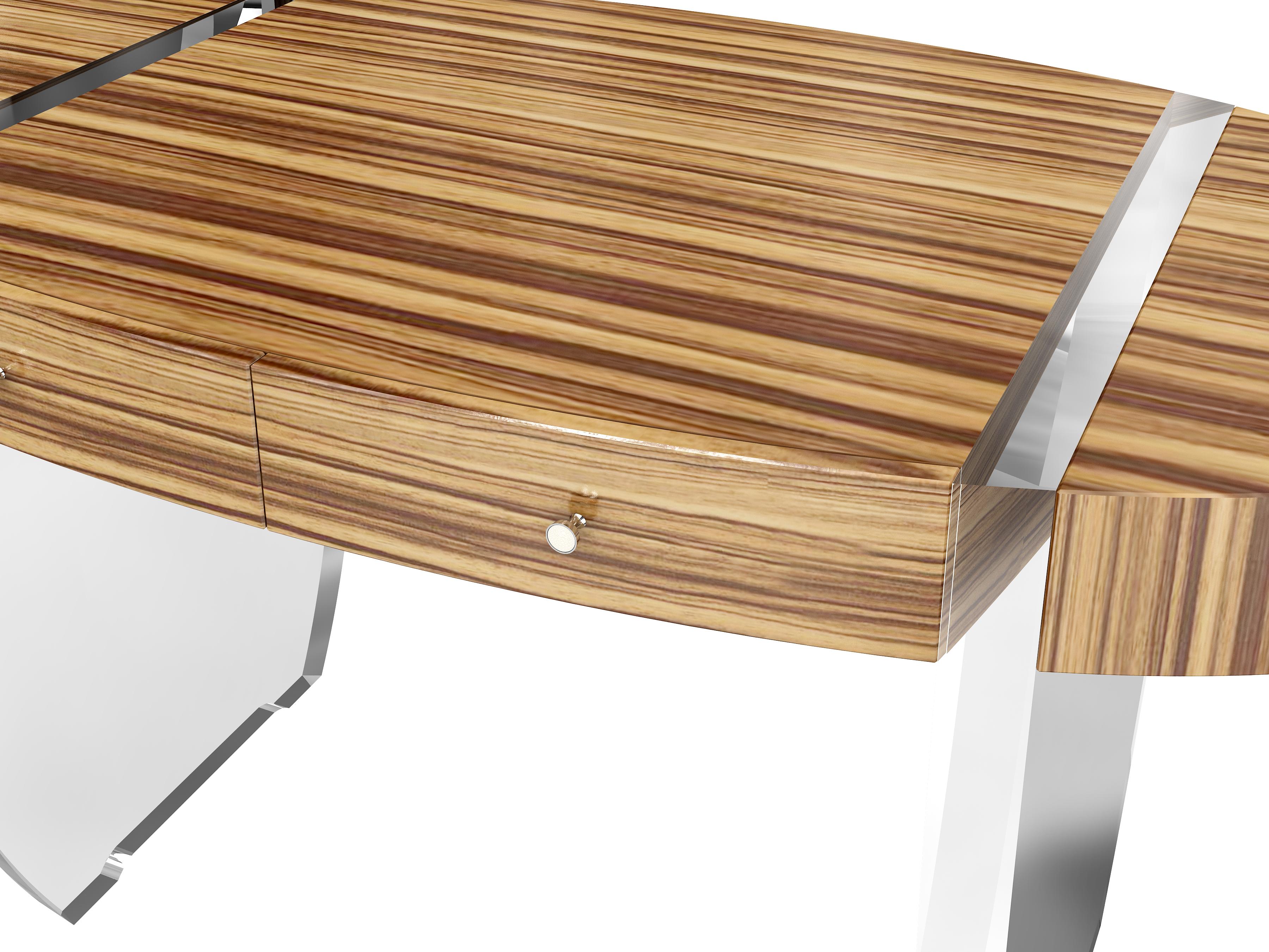 Nour Desk by Jonathan Franc, a Modern Classic in Acrylic & Zebrawood For Sale 1