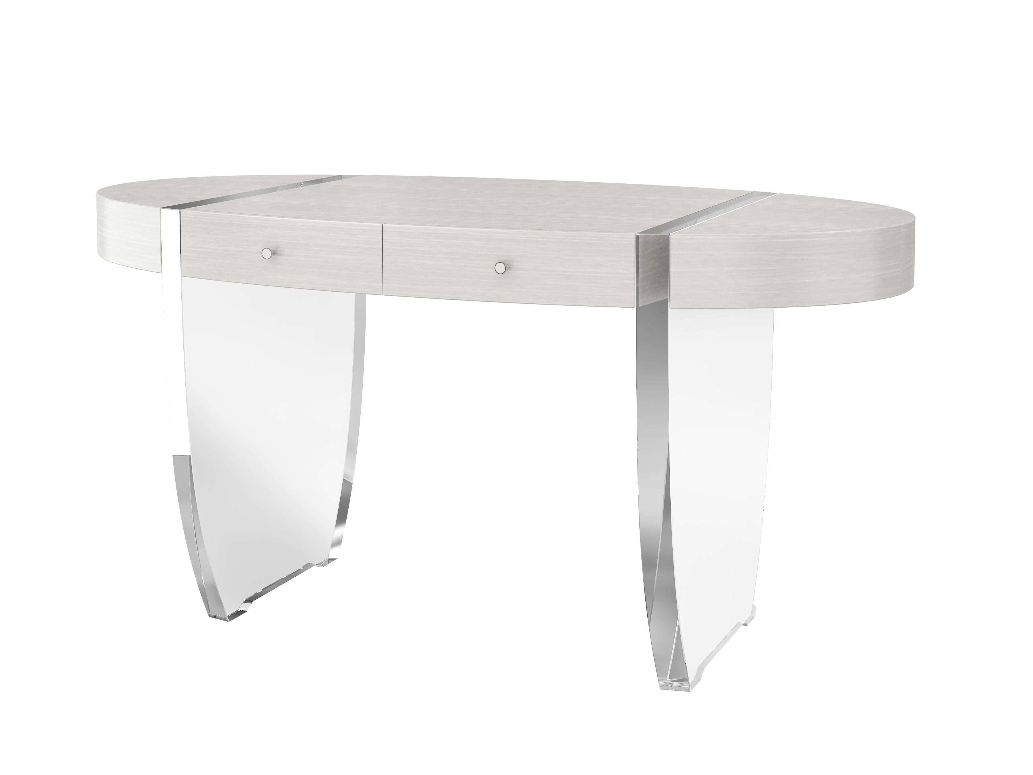 Veneer Nour Desk by Jonathan Franc, a Modern Classic Shown in Acrylic & Sycamore Wood  For Sale